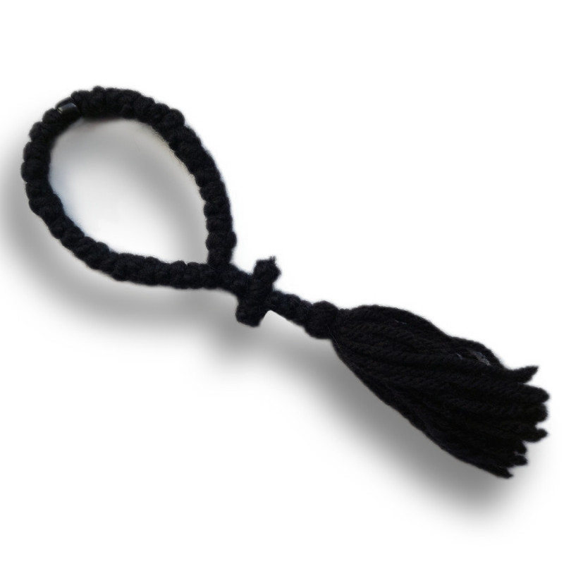 Čotky s 33 uzly a černým korálkem, 17 cm