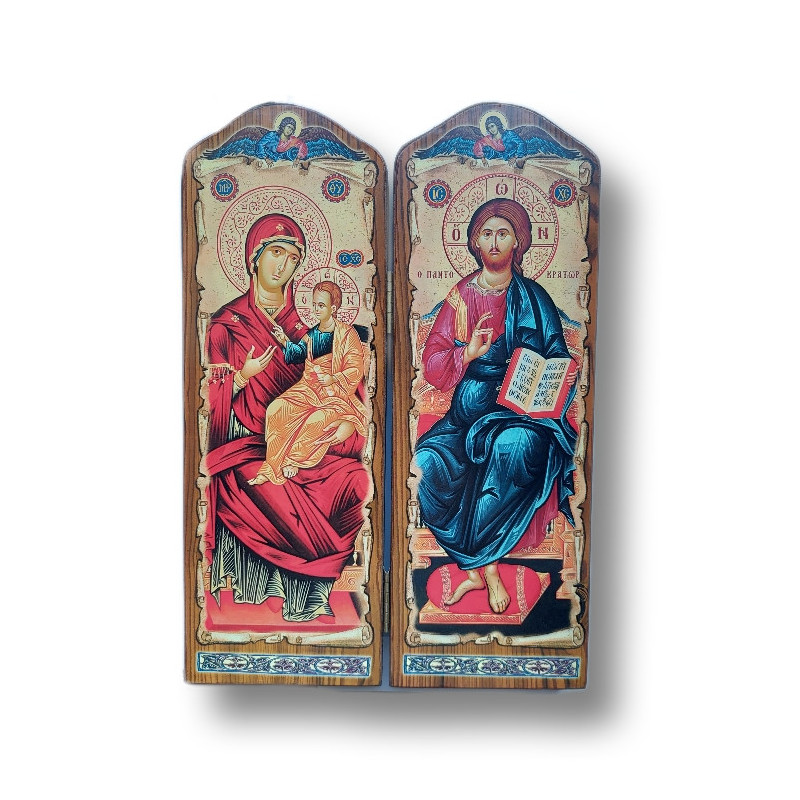 Diptych s ikonami Krista a Panny Marie,