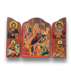 Triptych - Narození Páně s ikonami Krista, sv. Jiří, Panny Marie a sv. Demetria