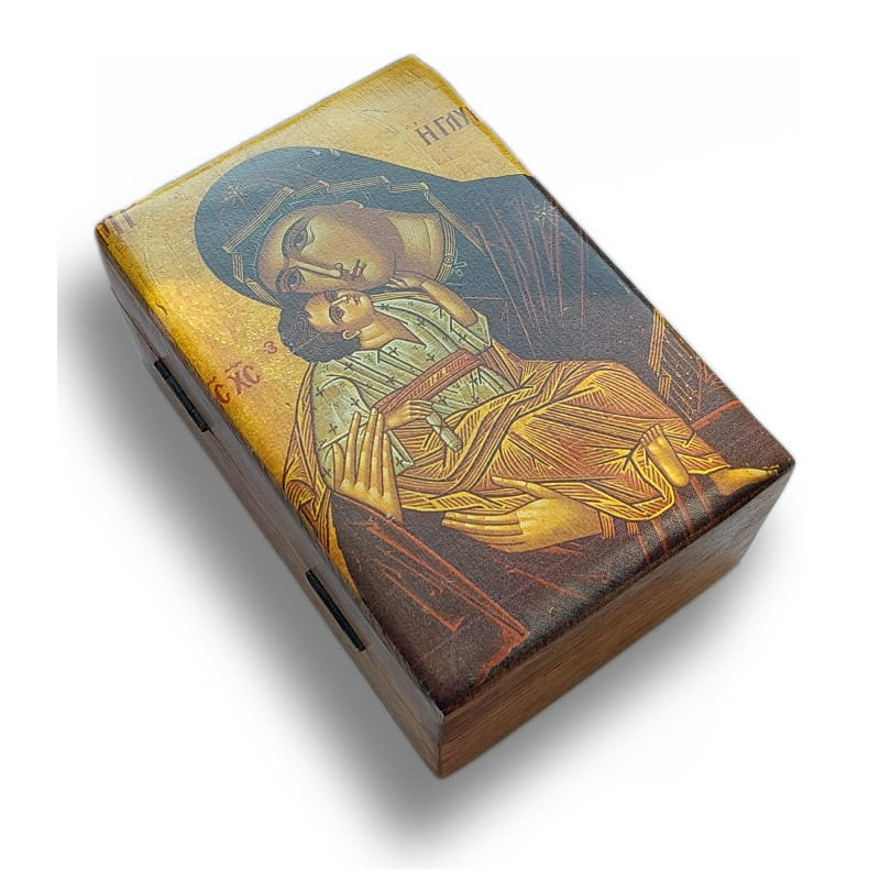 Dřevěná krabička s ikonou Panny Marie