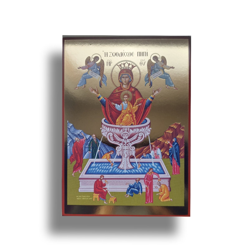 Ikona Panny Marie Pramene Života – Posvátné Obrazy s Pozlacením