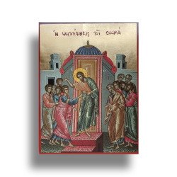 Vzkříšený Kristus a Svatý Tomáš - Dřevěná Ikonická Reprodukce