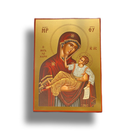 Ikona Panny Marie Milostiplné s pozlaceným podkladem