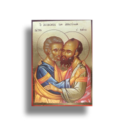 Ikona sv. Petra a Pavla na dřevěném podkladě s pozlacením