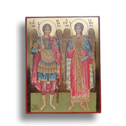 Ikona Archandělů Michaela a Gabriela s Pozlaceným Podkladem