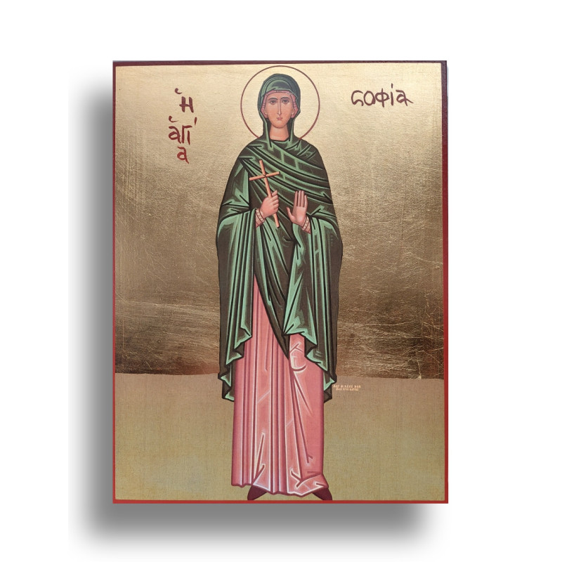 Ikona Svaté Sofie s Pozlaceným Podkladem