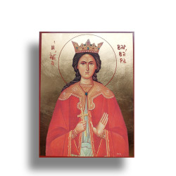 Ikona Svaté Barbory s Pozlaceným Podkladem