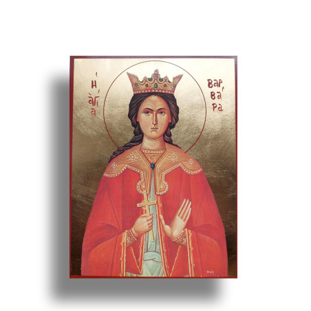 Ikona Svaté Barbory s Pozlaceným Podkladem
