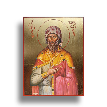 Ikona Svatého Zachea z Jericha s Pozlaceným Podkladem