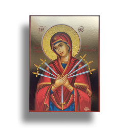 Ikona Panny Marie Sedmibolestné s Pozlaceným Podkladem