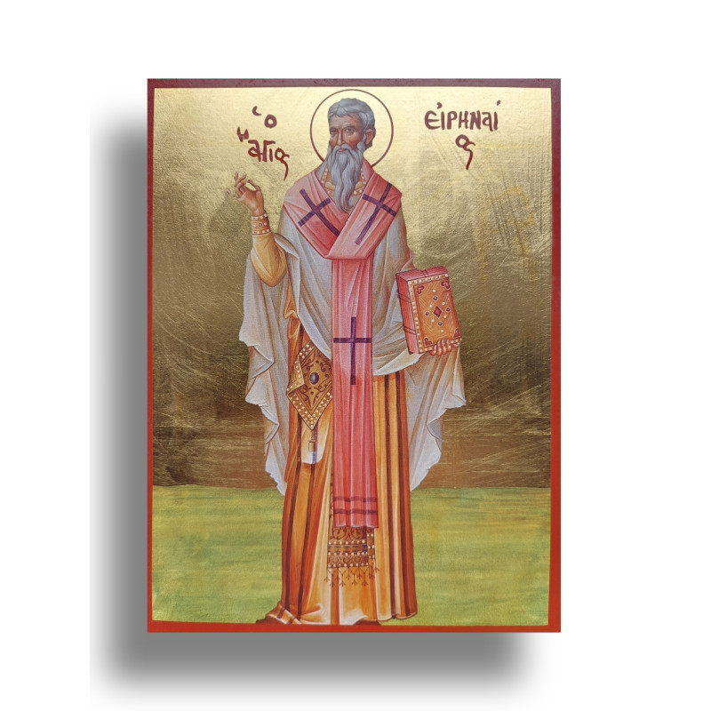 Ikona Svatého Irenej z Lyonu s Pozlaceným Podkladem