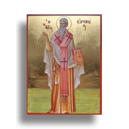 Ikona Svatého Irenej z Lyonu s Pozlaceným Podkladem