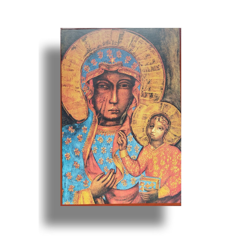 Ikona Černé Madony Čenstochovské s Dřevěným Podkladem
